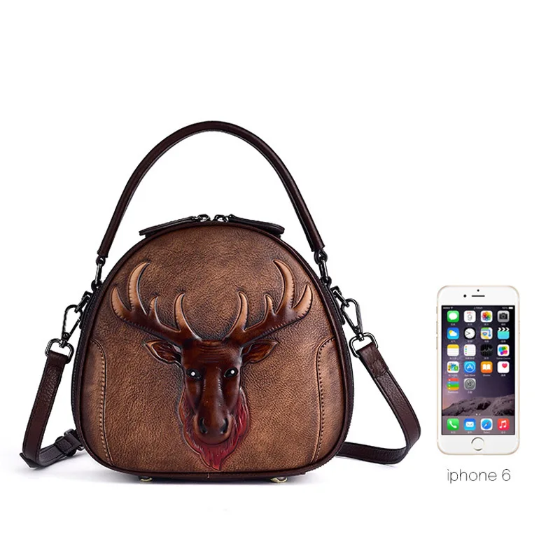 

Women's Bag Handmade Vintage For Women High Quality Leather Handbag New Embossed Shoulder Small Shell Bag Female