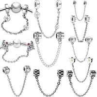 classic 925 sterling silver 12 types safety chain fit original pandora bracelets women diy jewelry