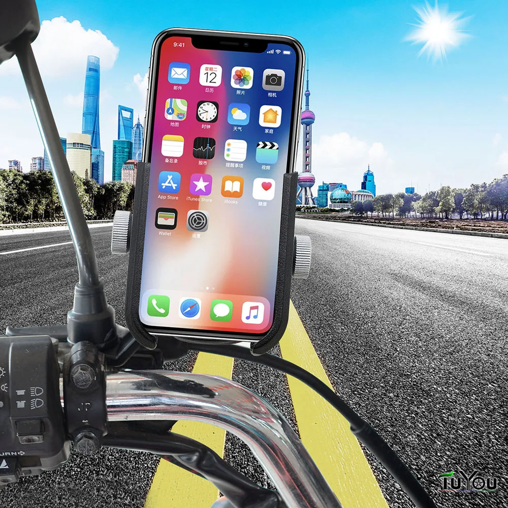 

Motorcycle Accessorie handlebar Mobile Phone Holder GPS stand bracket Automatic USB Aluminum quick release mobile phone bracket