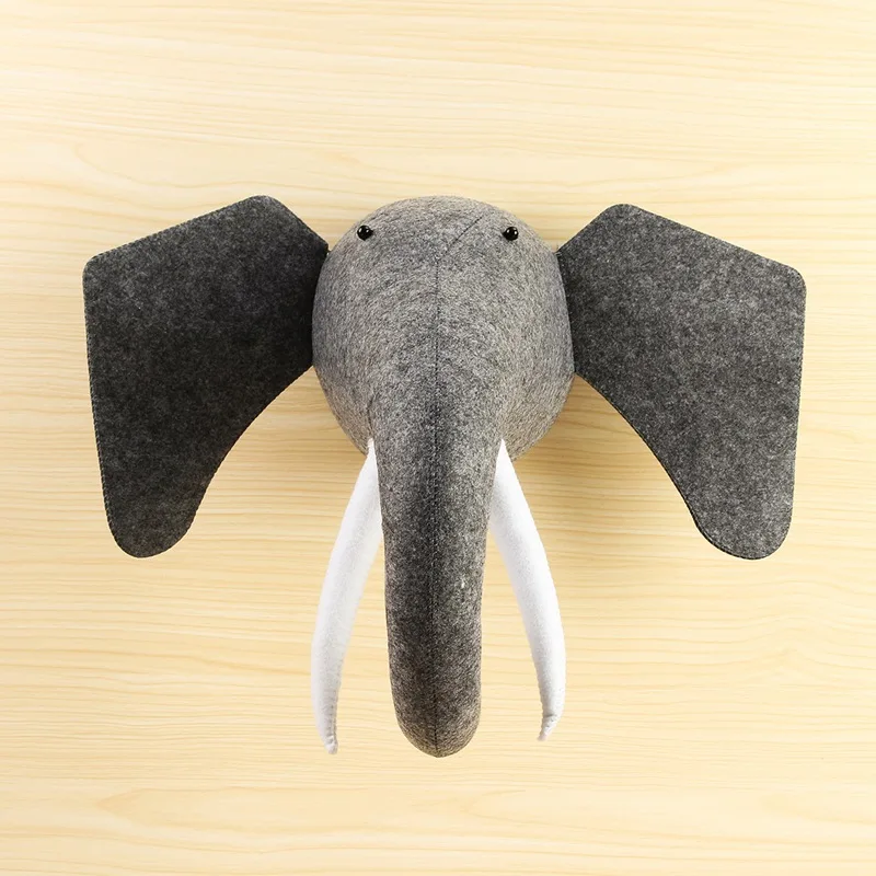3D войлочные животные голова слона игрушки дети спальня настенные вешалки декор