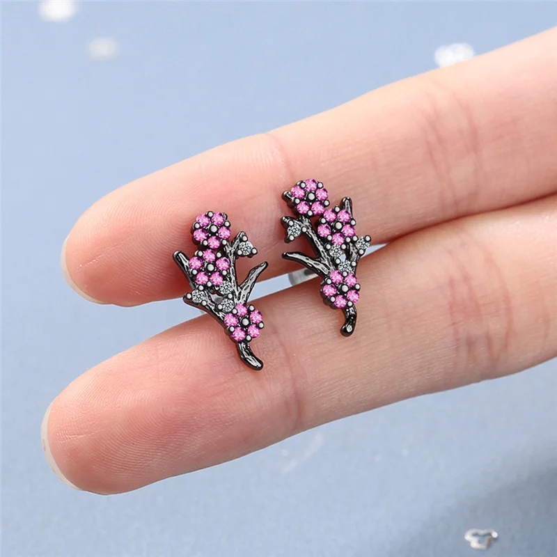 Милые серьги с ветками сливы набор колец для женщин ювелирное изделие