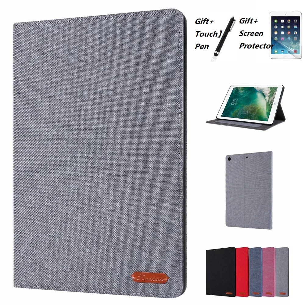 Однотонный тканевый чехол с рисунком на весь корпус подставкой для iPad Air 1 2 2017 2018 9