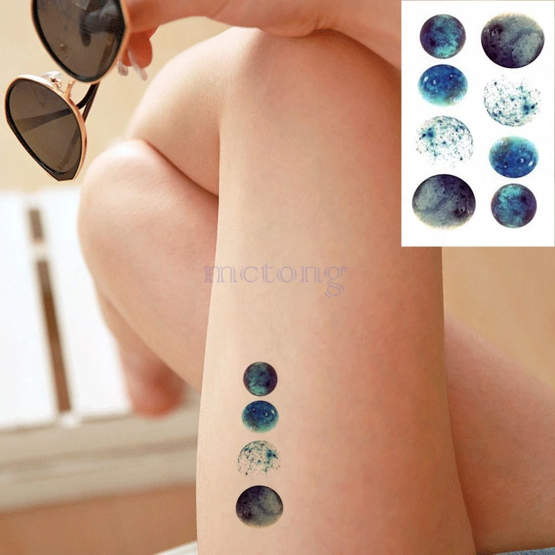 Водостойкая наклейка Временные татуировки s творческая Геометрия волк тату Луна
