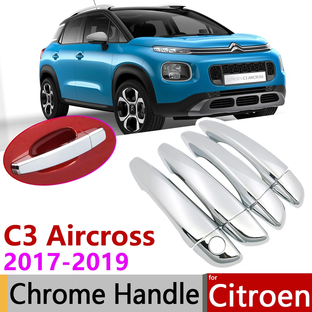 Для Citroen C3 Aircross 2017 ~ 2019 Роскошная хромированная крышка для наружной дверной ручки
