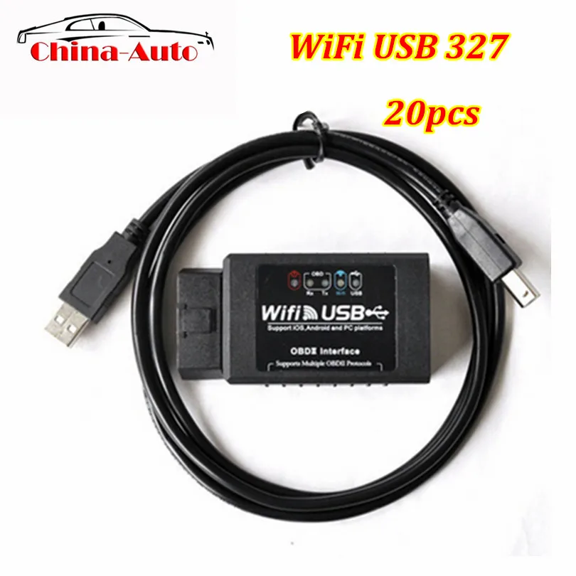 Автомобильный диагностический интерфейс Super OBD2 Сканер 20 шт./лот ELM327 Wi Fi + USB для