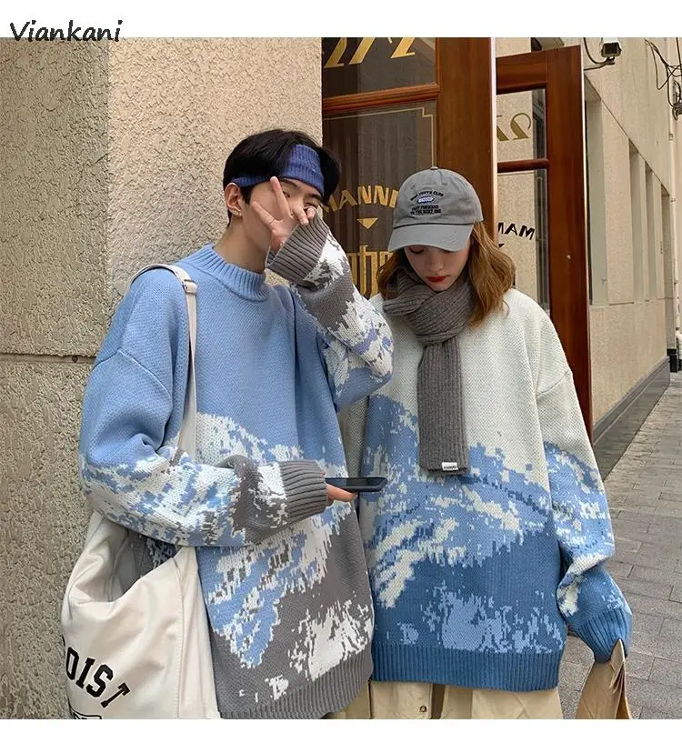 

Lovers wear Sweater Autumn Lazy Wind Loose Male Tops Korean Student Wild Snow Mountain Japanese Streetwear Unisex Sweaters