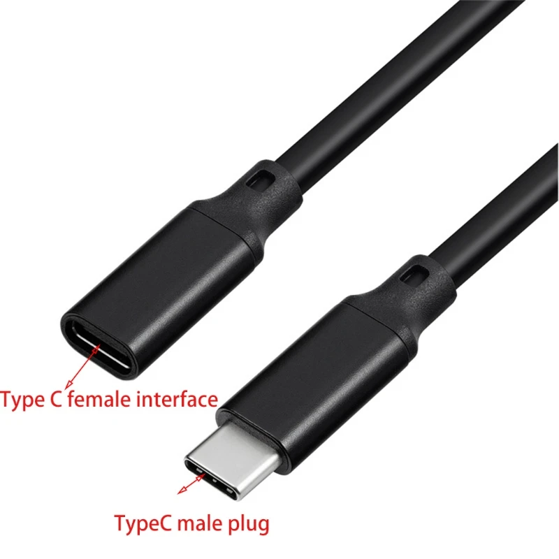 

100W PD 5A USB3.1 Type-C Extension Cable 4K 60Hz USB-C Gen 2 10Gbps Extender Cor