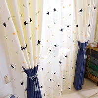 kids curtains embroidery star moon contracted contemporary stitching window curtains for children bedroom screening baby room