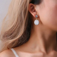 european and american fashion geometric black and white crack size round marble pattern ladies earrings party banquet jewelry