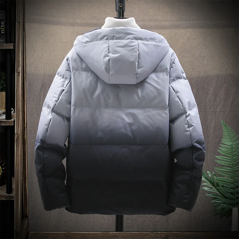 Cotton Jacket Men's Jacket with Hood 2020 Autumn and Winter Men's Trend Gradient Casual Thickening Warm Parker Cotton Jacket Men