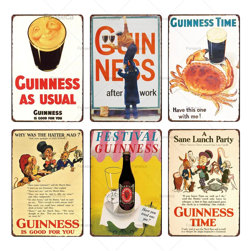 Guinness прочность время металлическая жестяная вывеска Винтаж нормальный Ланч