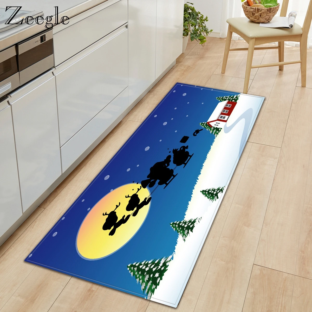 Zeegle Christmas Entrance Doormat Modern Long Floor Carpet for Hallway Anti-slip Door Mat Water Absorption Foot Rug Bedroom | Дом и сад