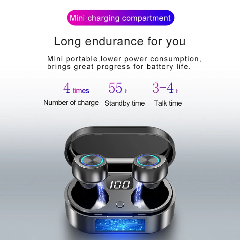 TW80 беспроводные наушники Bluetooth 5 0 TWS Мини светодиодный шники со светодиодным