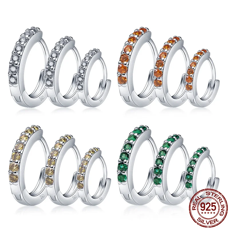 

Серьги-кольца женские из серебра 100% пробы с цирконом, 925 пробы