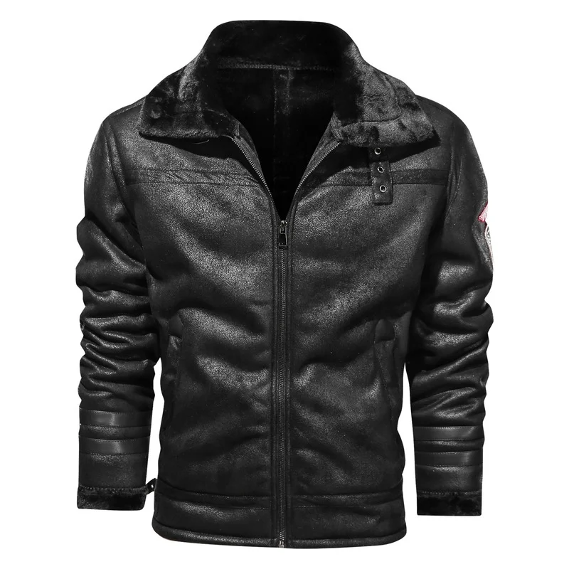 New Winter Autumn Men's Thick Leather Jacket Mens Jacket Fashion Faux Fur Collar Windproof Warm Coat Male Brand Clothing Y238