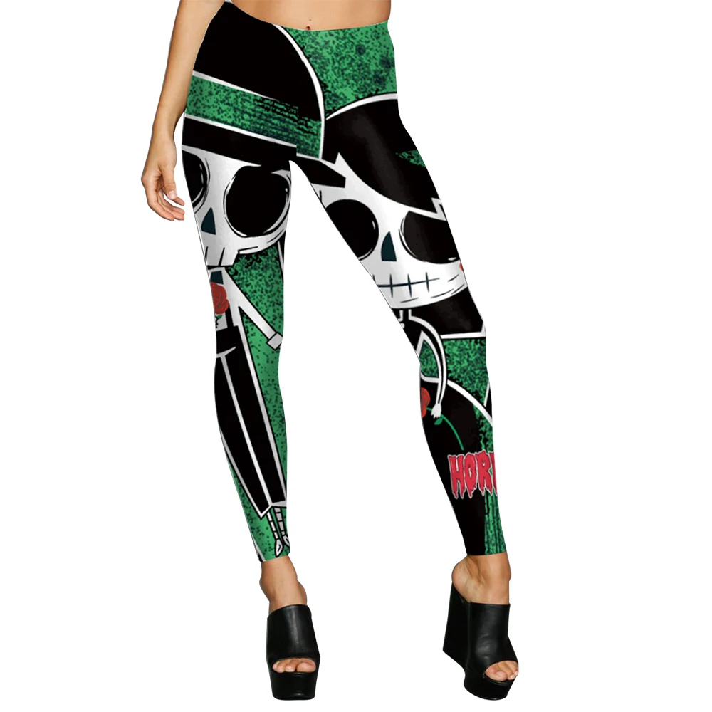 

Cute Cartoon Halloween Horror Print Women Leggings High Waist Skinny Elastic Seamless Lady Pants Plus Size Slim Autumn Trousers