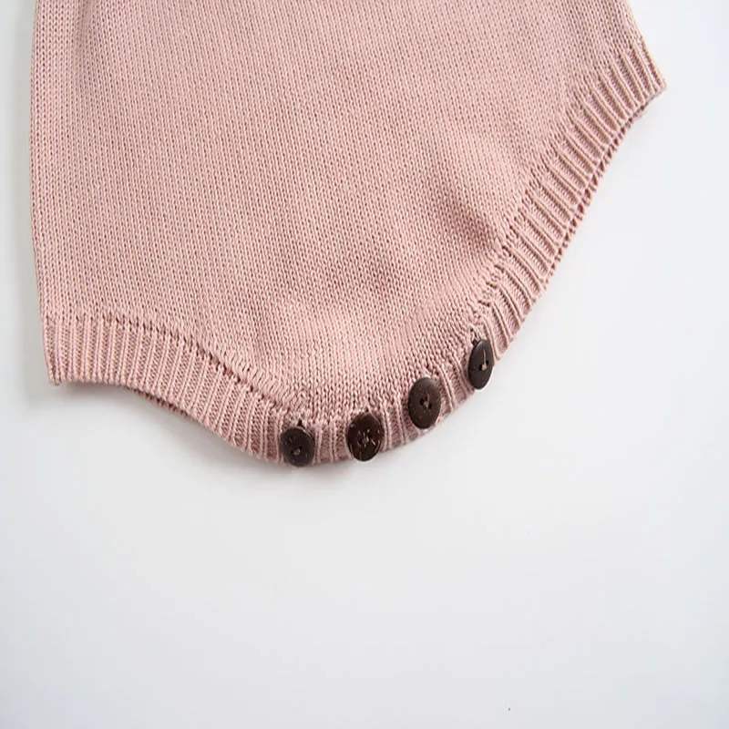 

Autumn and Winter Long Sleeve Triangle Romper 3-36M Baby Girls Knitted Handmade Embroidered One-piece Triangle Romper with Hat