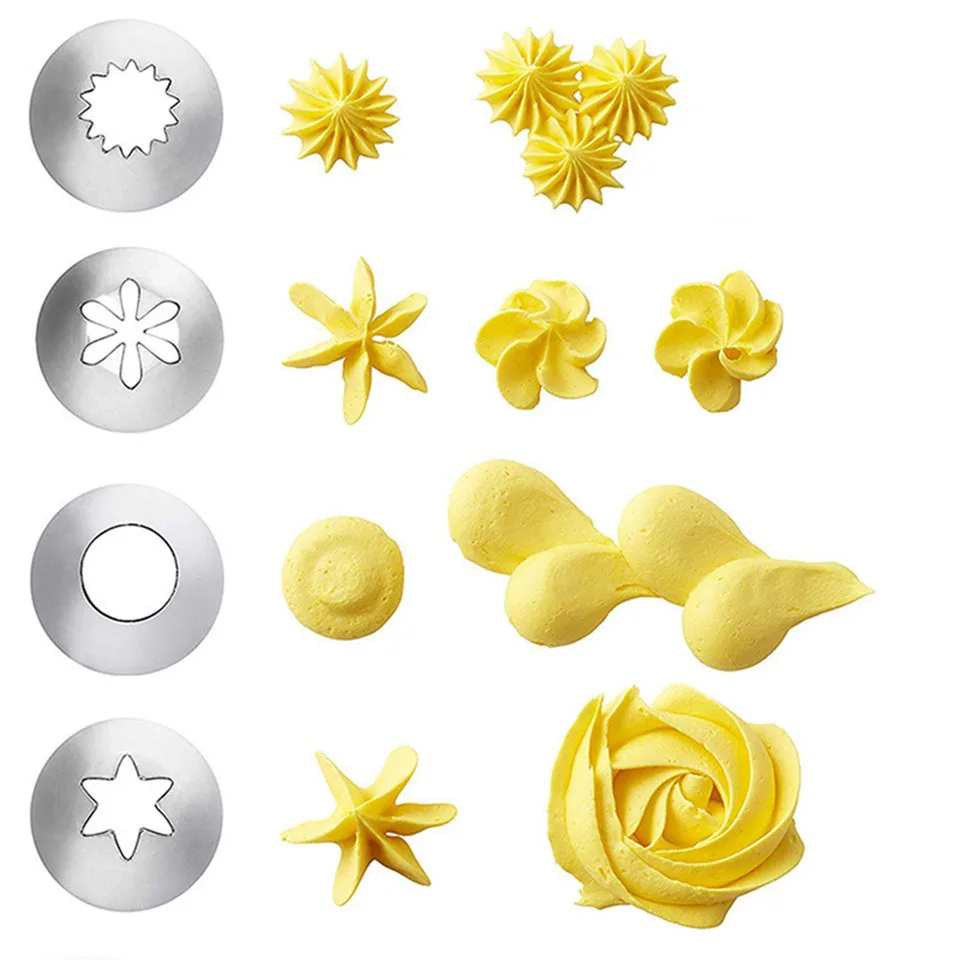 

16Pcs Russian Tulip Icing Piping Nozzles Stars Pastry Tips Disposable Pastry Bags for Kitchen Baking Confeitaria