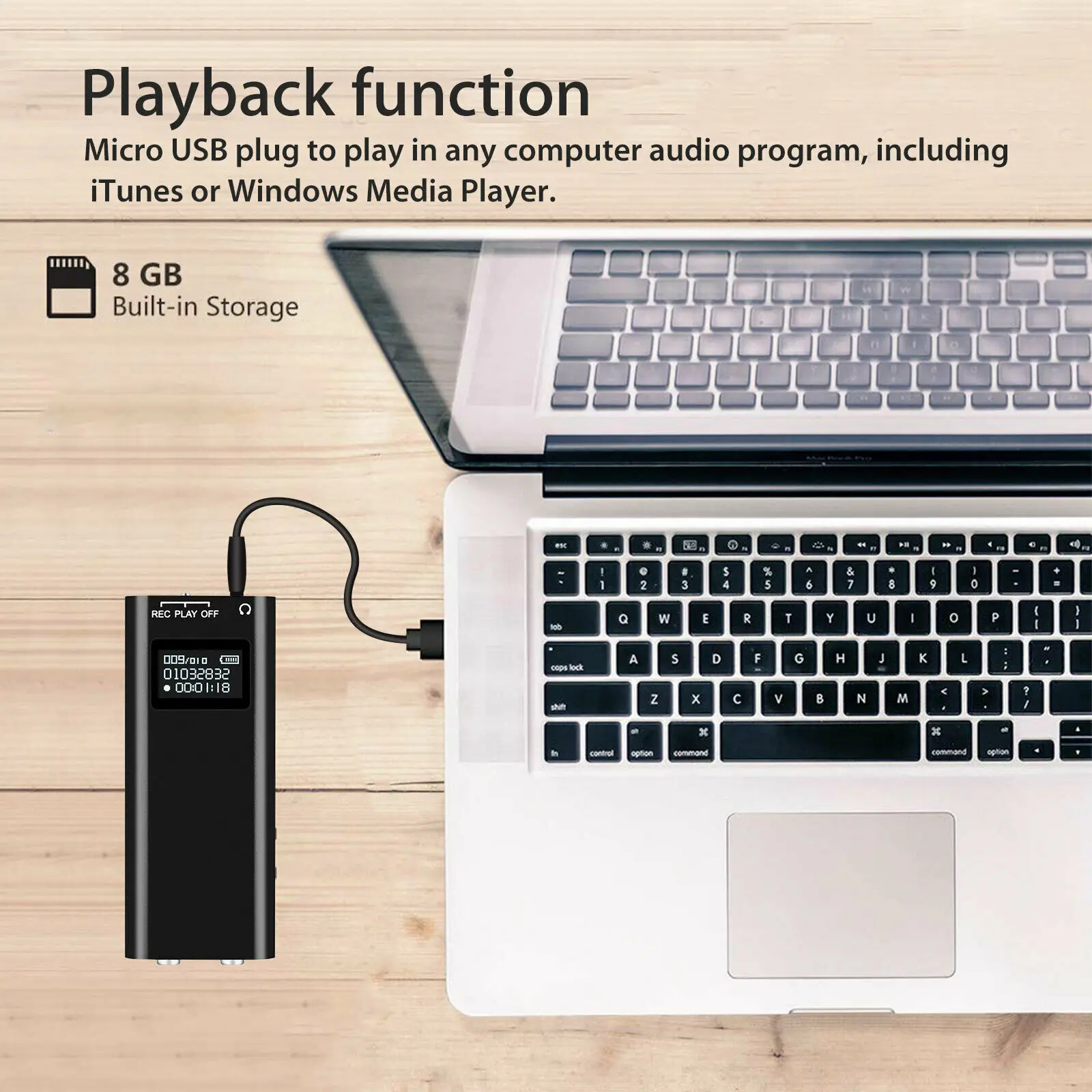 TIPTOP мини диктофон 8 Гб аудио рекордер Запись USB устройство mp3 плеер с OLED