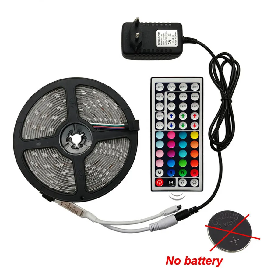 Светодиодная лента DC12V RGB лента Диодная неоновая лента tira fita светодиоды 2835 5050 5 м, 10 м водонепроницаемая гибкая световая гирлянда с адаптером - Испускаемый цвет: 5050  no battery