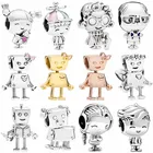 Pandora, бабушка, дедушка, мальчик и девочка, Подростковый питомец, Бобби, цветочный рисунок, Бэлла, бот, очаровательный браслет, DIY ювелирные изделия