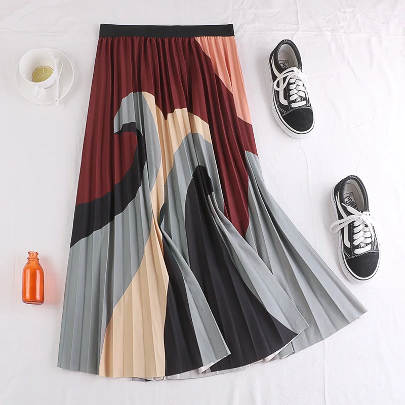 Весенне осенняя элегантная клетчатая юбка со вставками Женская винтажная в