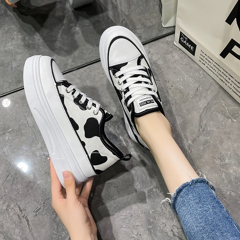 

Spring And Summer New Fashion All-Match Casual Canvas Shoes Thick-Soled Increased Breathable Ladies Single Shoes