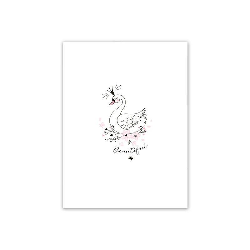 Черно-белый постер с животными в скандинавском стиле Ptinnts милый кролик панда