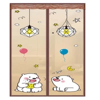 cartoon moon star bear children bedroom door curtain mesh summer anti mosquito fly bug insect net magnetic automatic close