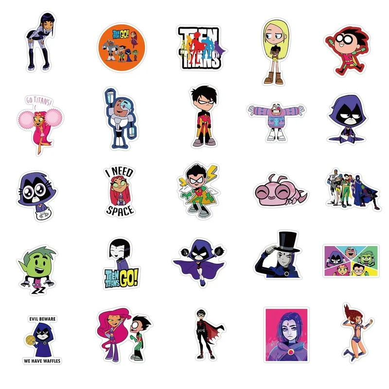 

50PCS Teen Titans Attack Stickers Graffiti Cartoon Anime Sticker Snowboard Laptop Baggage Refrigerator DIY Decals Children's Toy