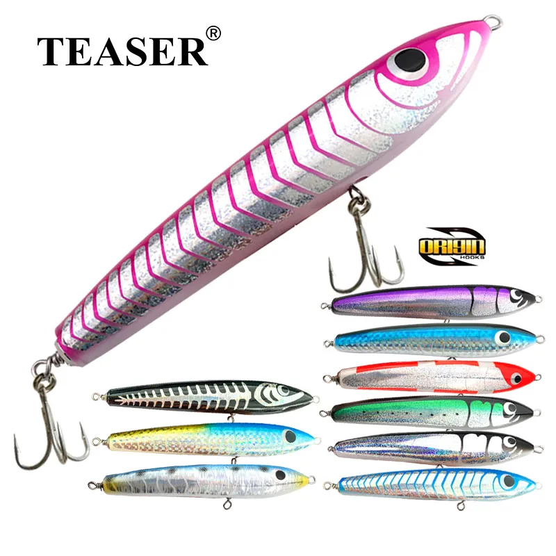 

TEASER 90g120g140g Swim Stickbait TopWater Lure Fishing Wooden GT Tuna Trolling Pencil Artificial Floating Long Casting Wobblers