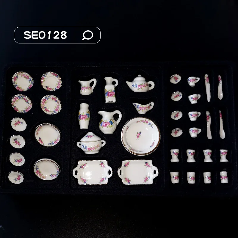 

Dollhouse Miniature Model Shooting Props Ceramic Tableware Tea Set Micro Room Decoration Accessories Teen Girls