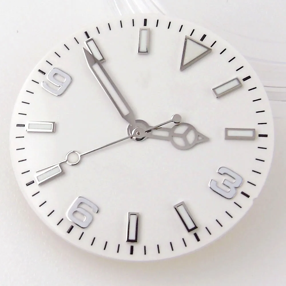 29 мм Bliger часы циферблат лицо руки зеленые светящиеся отметки для NH35 NH36 MIYOTA 8215 821A ETA