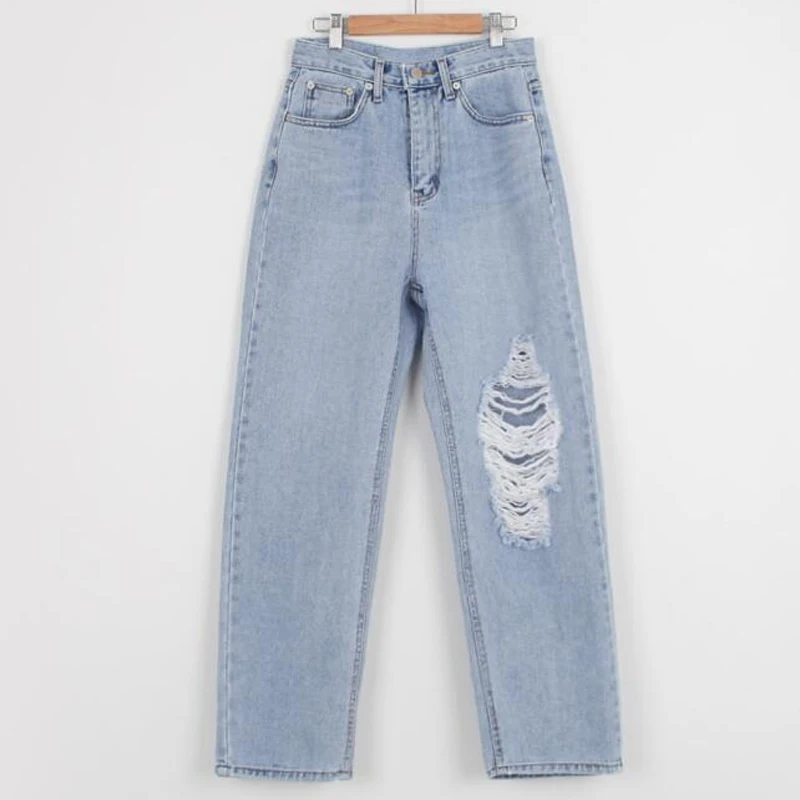 Женские джинсы-султанки с высокой талией свободные джинсовые брюки рваными