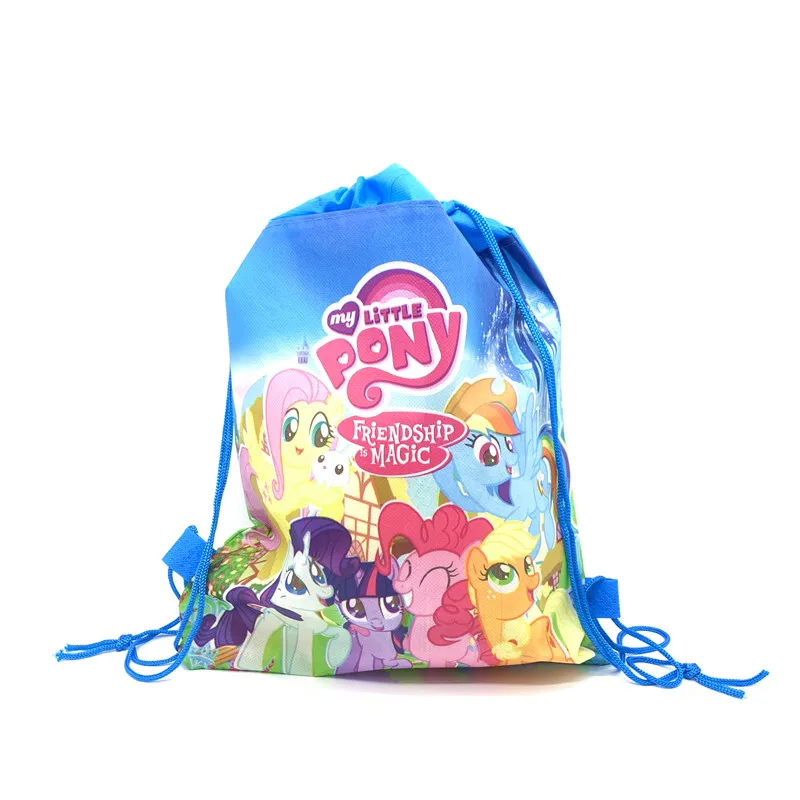 

8Pcs/60Pcs My Little Pony Non-woven Fabric Drawstring Backpack Party Supplies Kids Girls School Bag Birthday Gift Storage Bags