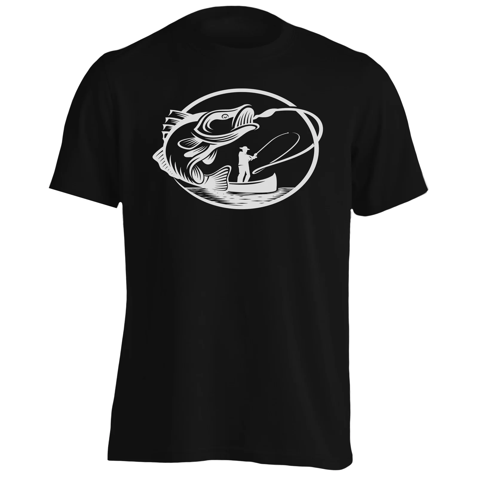 Рыболовная иллюстрация получает рыбок Мужская футболка/майка v476m мужская