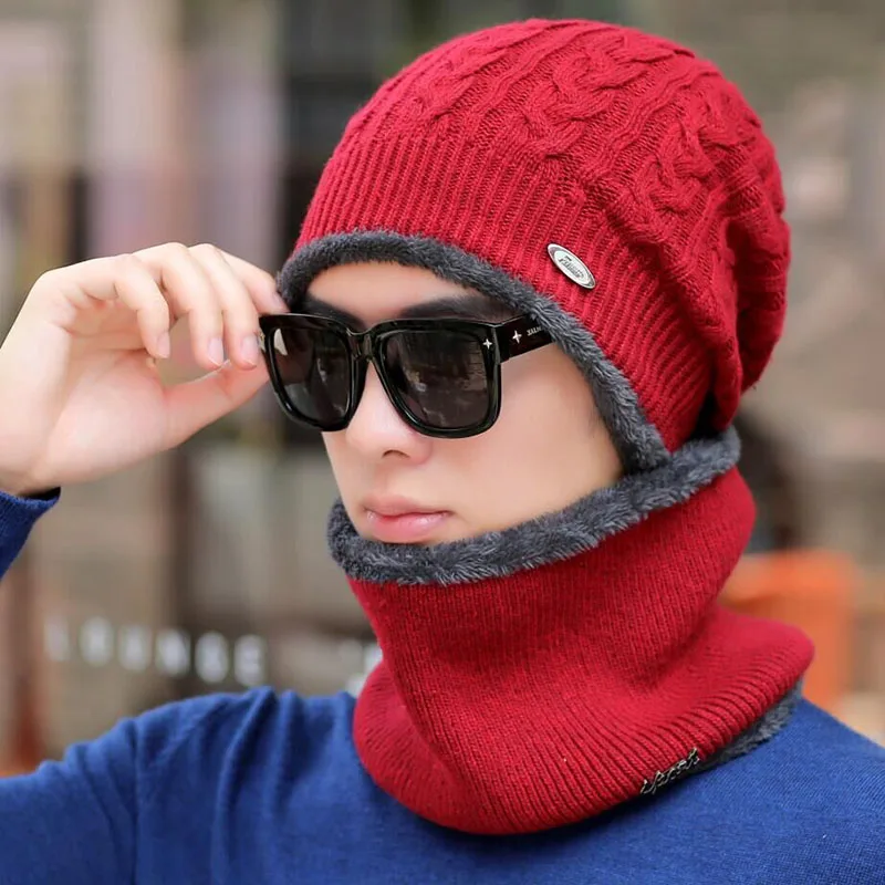 Брендовые зимние шапки для мужчин Skullies Beanies Мужская зимняя вязаная шапка из крученой пряжи шарф из шерсти женская маска капота мужская шапка