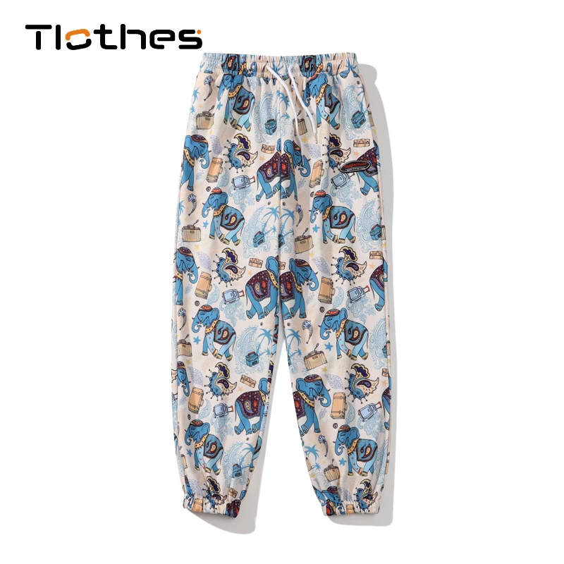 

Брюки мужские/женские трикотажные с принтом слонов и животными