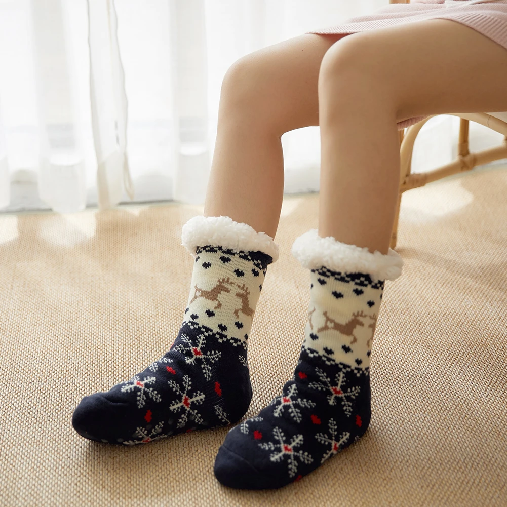 Зимние рождественские носки с принтом милые женские зимние теплые толстые