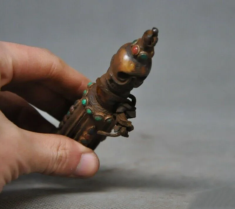 

wedding decoration Tibet bone Inlay turquoise gem skull skeleton statue Tibetan seal stamp signet