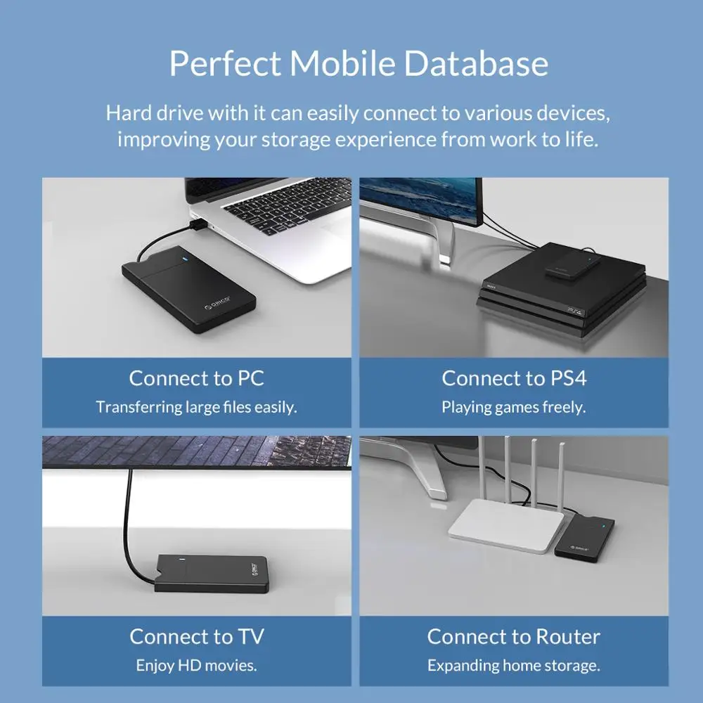 Чехол для жесткого диска ORICO 2 5 дюйма SATA 3 0 USB Гбит/с Встроенный кабель передачи