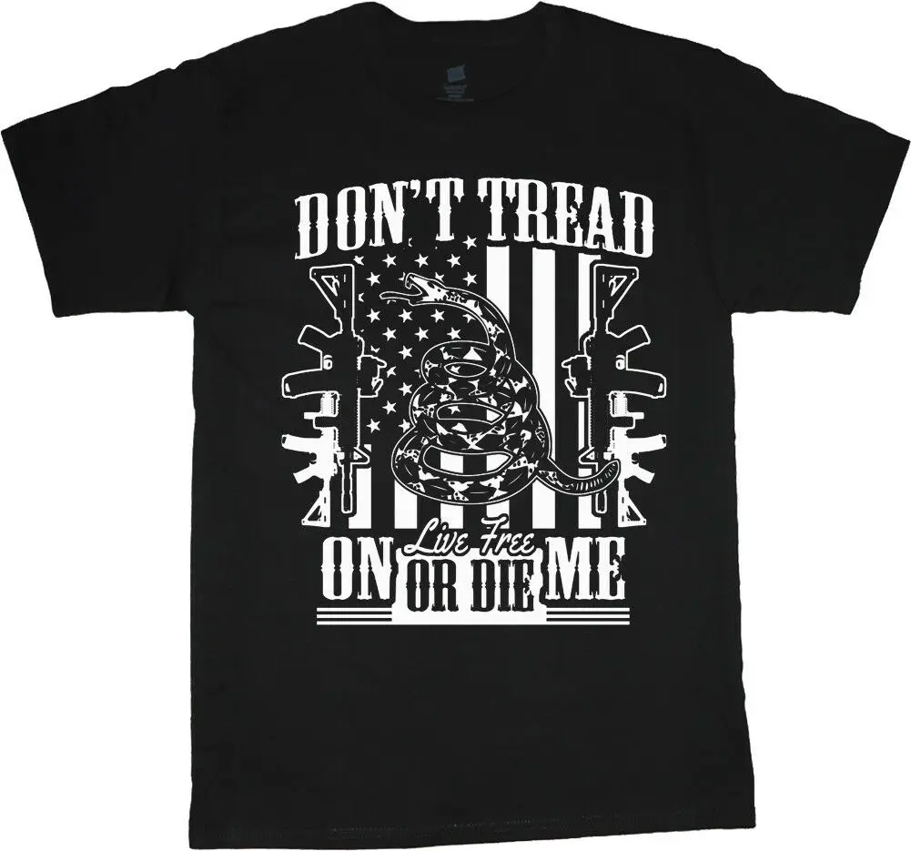 

2021 New Second Amendment Don't Tread on Me Flag Summer Cotton O-neck Men's T Shirt Summer Women Tops Tee