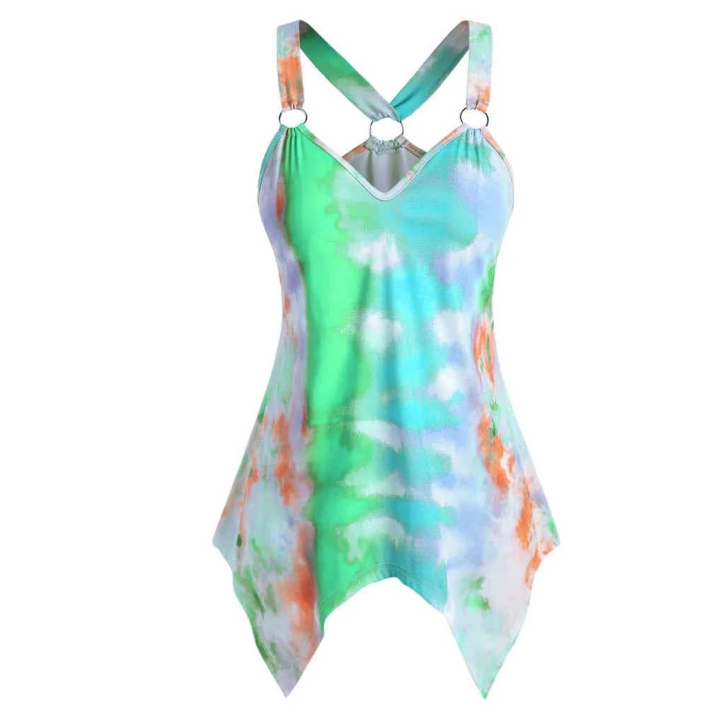 Топ с галстуком краской женский жилет v образным вырезом Круглый платок открытой