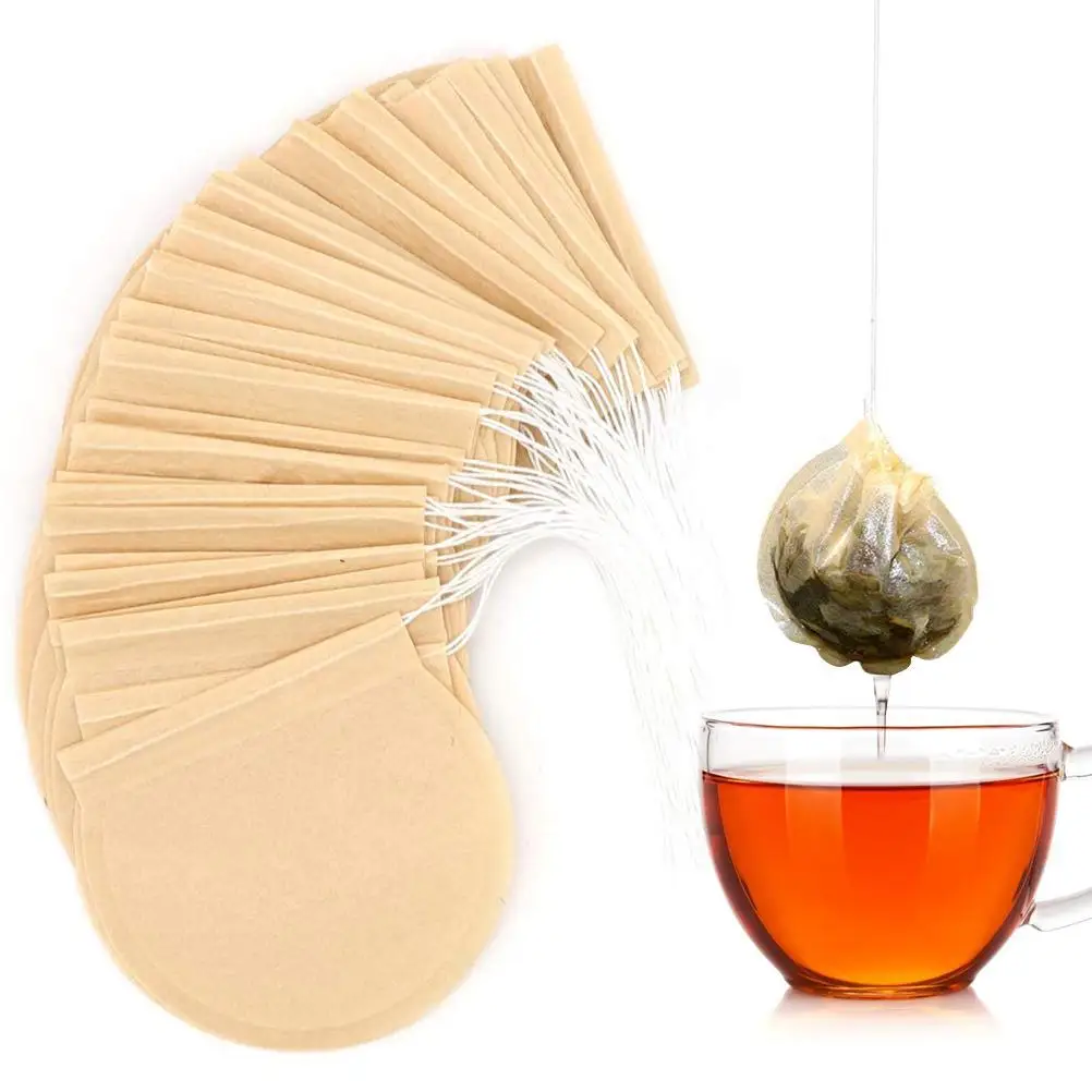 

100 Pcs/Lot Thee Zakken Round Tea Bags Empty Tea Filter Bag With String Tie Paper Teabags For Herb Tea Spice Filters Theezakjes