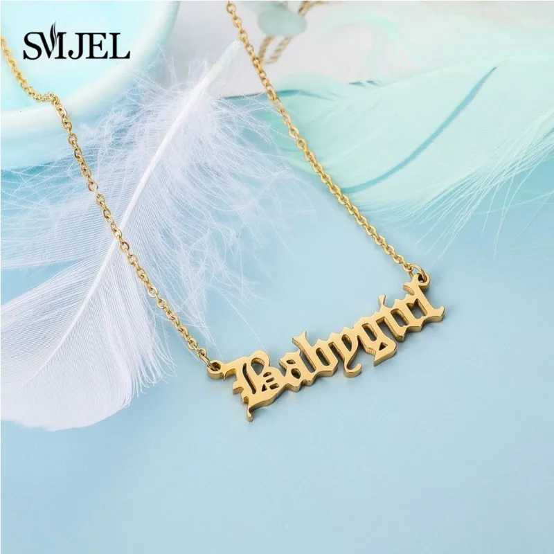 Ожерелье из нержавеющей стали с буквенным принтом колье в английском стиле для