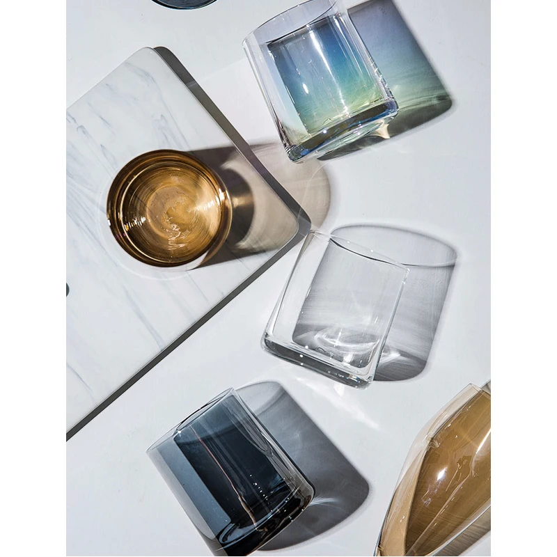 Европейские красочные очки для виски с ионным покрытием прозрачные бокалы