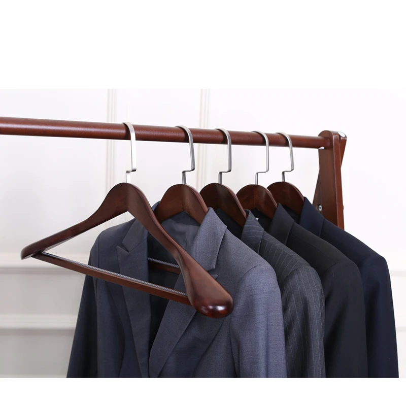 Роскошная деревянная вешалка для пальто, широкие плечевые вешалки для одежды, сверхпрочный шкаф, органайзер с нескользящей штаниной