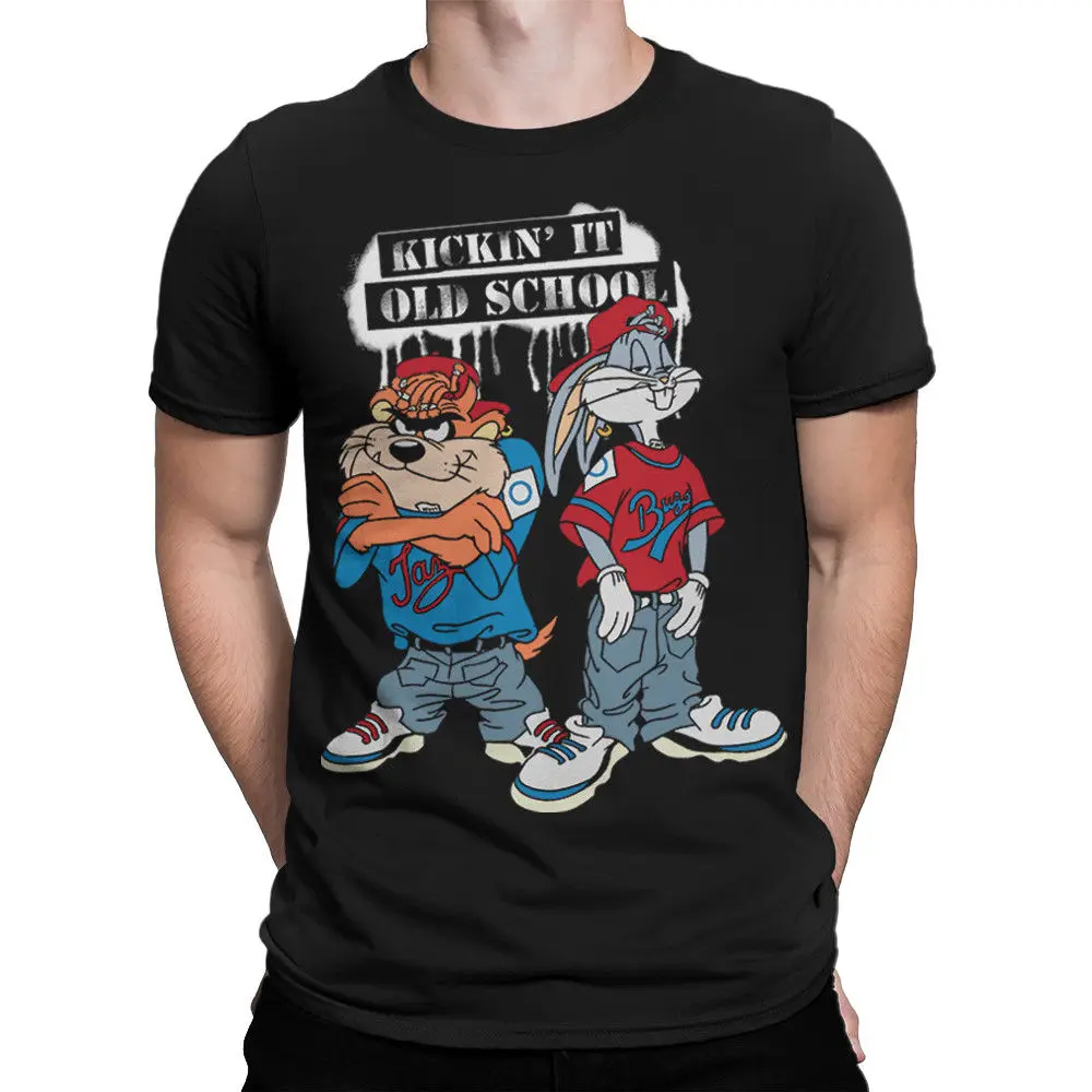 Мужская футболка со старым школьным рисунком Taz & Bugs Bunny модная унисекс все