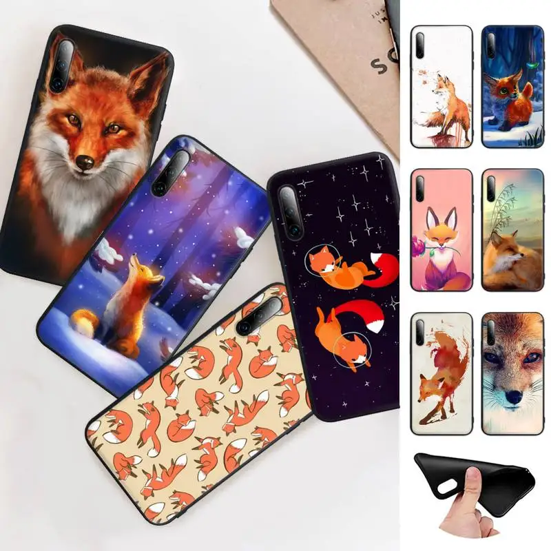 

Cute Cartoon Animal Fox Black Matte Cell Phone Cover Case For Redmi S2 4X 5 5A Plus 6 6A 7 7A 8 8A 9 9A