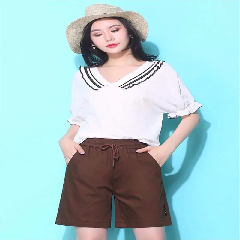 

5XL New Plus Size Women's Joggers Women Pants Casual Slimming Solid Color Cool Silk Cotton Women's Shorts Tooling Shorts Women